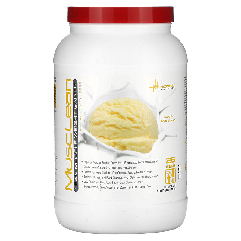 Metabolic Nutrition, MuscLean, средство для набора мышечной массы, ванильный молочный коктейль, 2,5 фунта
Metabolic Nutrition, MuscLean, средство для набора мышечной массы, ванильный молочный коктейль, 2,5 фунта