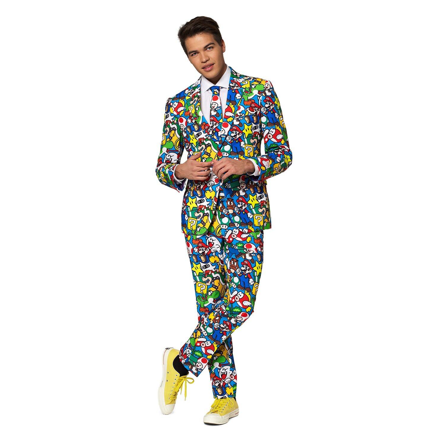 Мужской облегающий костюм Супер Марио и галстук OppoSuits, мультикор
Мужской облегающий костюм Супер Марио и галстук OppoSuits, мультикор