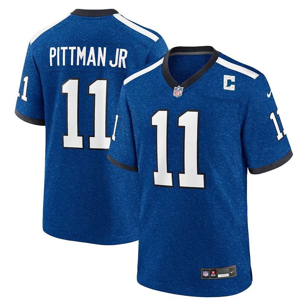 Мужское джерси Nike Michael Pittman Jr. Royal Indianapolis Colts Indiana Nights Alternate Game, цвет Clt Blue
Мужское джерси Nike Michael Pittman Jr. Royal Indianapolis Colts Indiana Nights Alternate Game, цвет Clt Blue