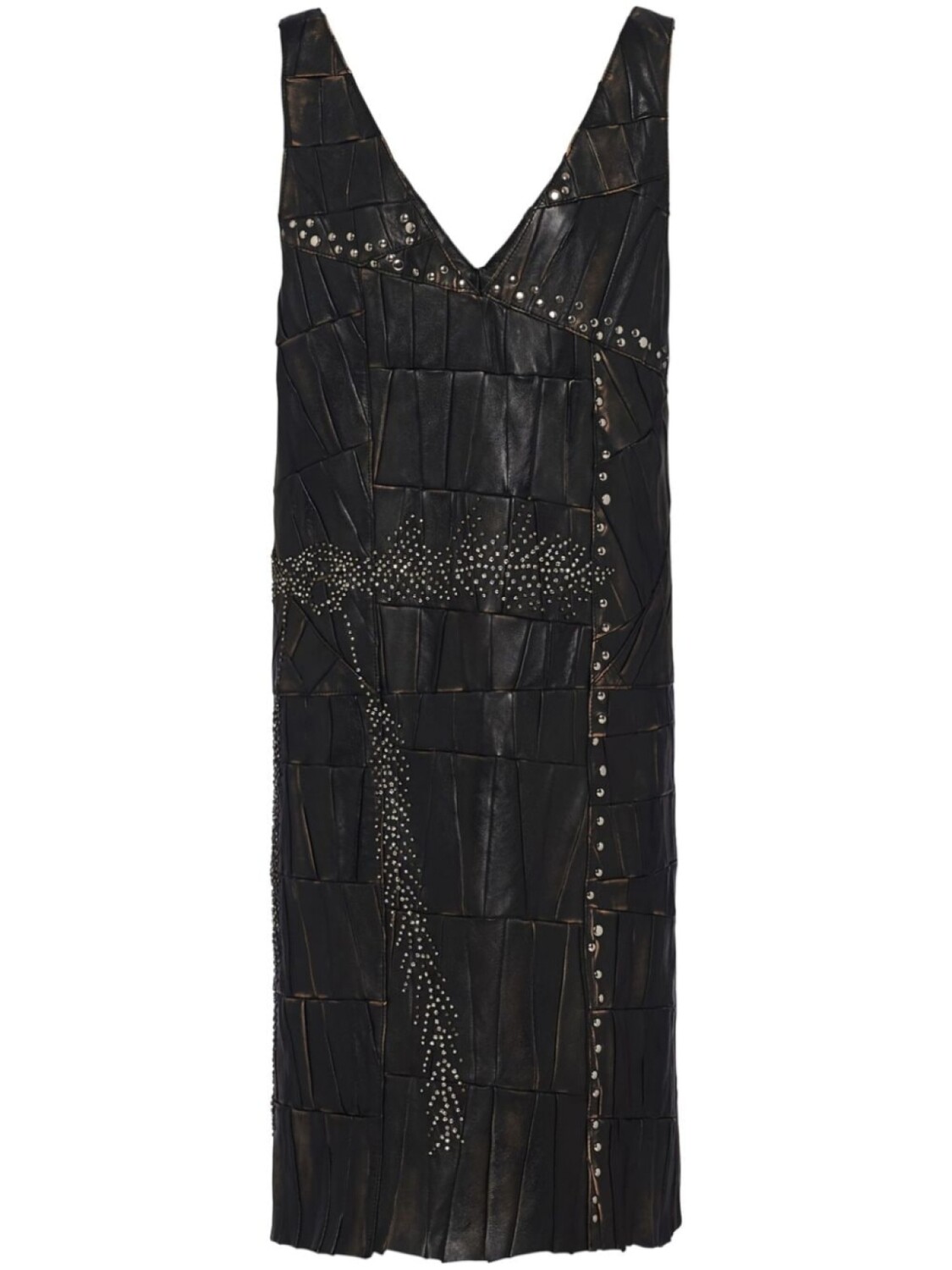 Платье-миди из кожи Prada в стиле пэчворк, черный
Платье-миди из кожи Prada в стиле пэчворк, черный