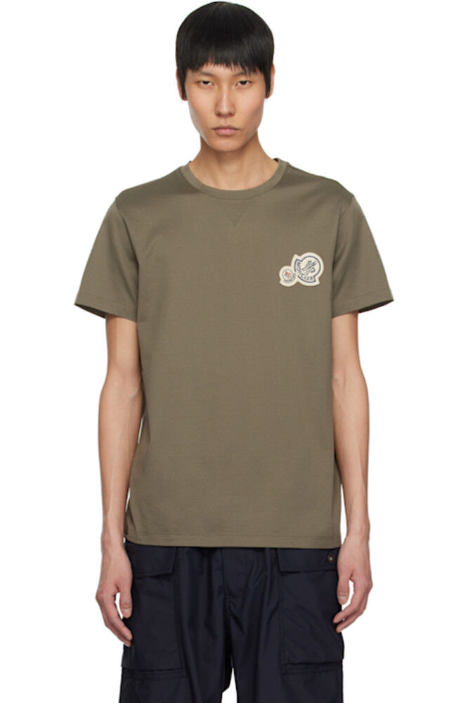 Футболка цвета хаки с двойным логотипом, хлопковая Moncler
Футболка цвета хаки с двойным логотипом, хлопковая Moncler