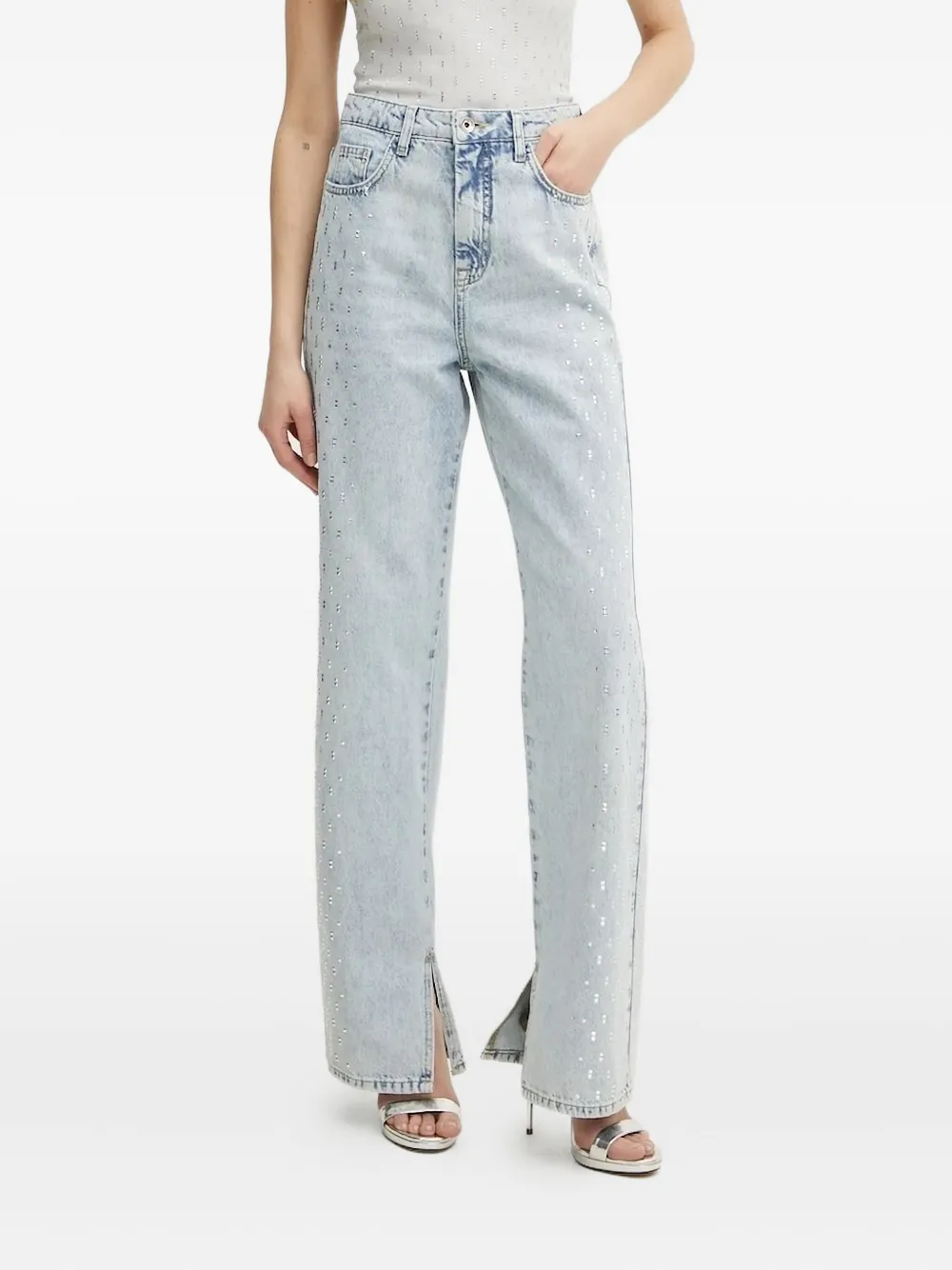 Джинсы прямого кроя, украшенные кристаллами Patrizia Pepe, синий
Джинсы прямого кроя, украшенные кристаллами Patrizia Pepe, синий