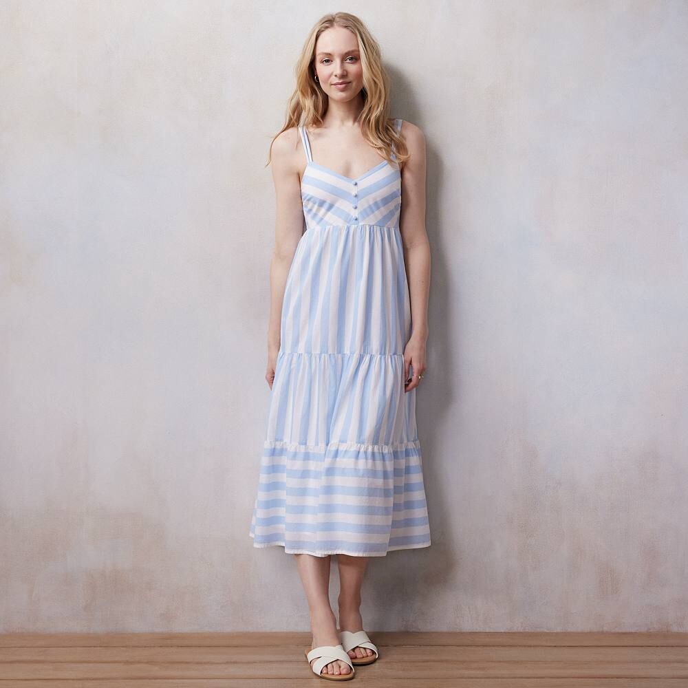 Миниатюрное платье-майка с вуалью и пуговицами спереди LC Lauren Conrad, цвет Blue Spa Stripe
Миниатюрное платье-майка с вуалью и пуговицами спереди LC Lauren Conrad, цвет Blue Spa Stripe