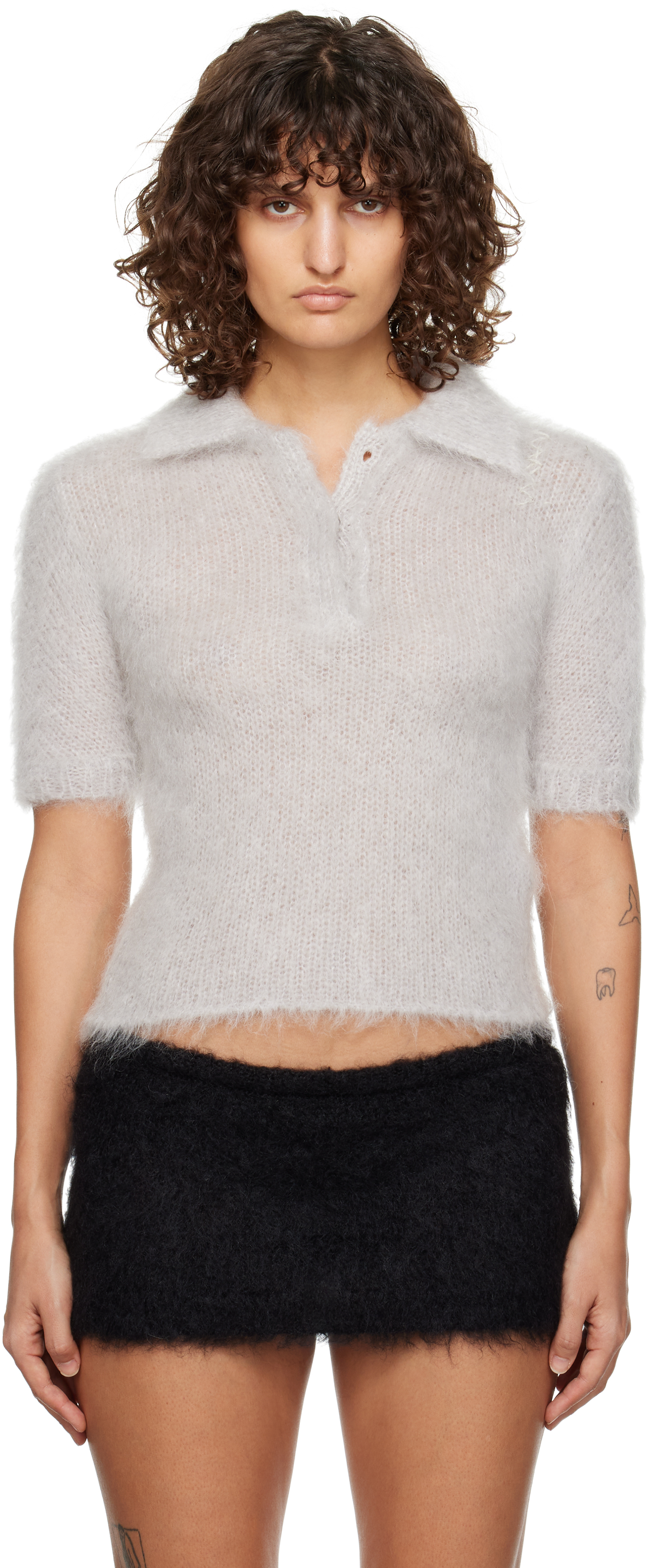 Серый пушистый поло Wuzzy Marni 
Серый пушистый поло Wuzzy Marni