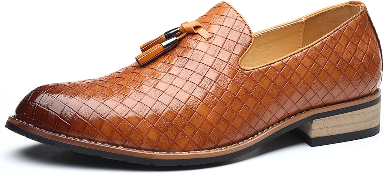 Мужские плетеные кожаные лоферы WDCZYA с кисточками, модные, легкие, без шнуровки, на низком устойчивом каблуке, смокинговые, для вечеринок, свадеб и выпускных, коричневый
Мужские плетеные кожаные лоферы WDCZYA с кисточками, модные, легкие, без шнуровки, на низком устойчивом каблуке, смокинговые, для вечеринок, свадеб и выпускных, коричневый