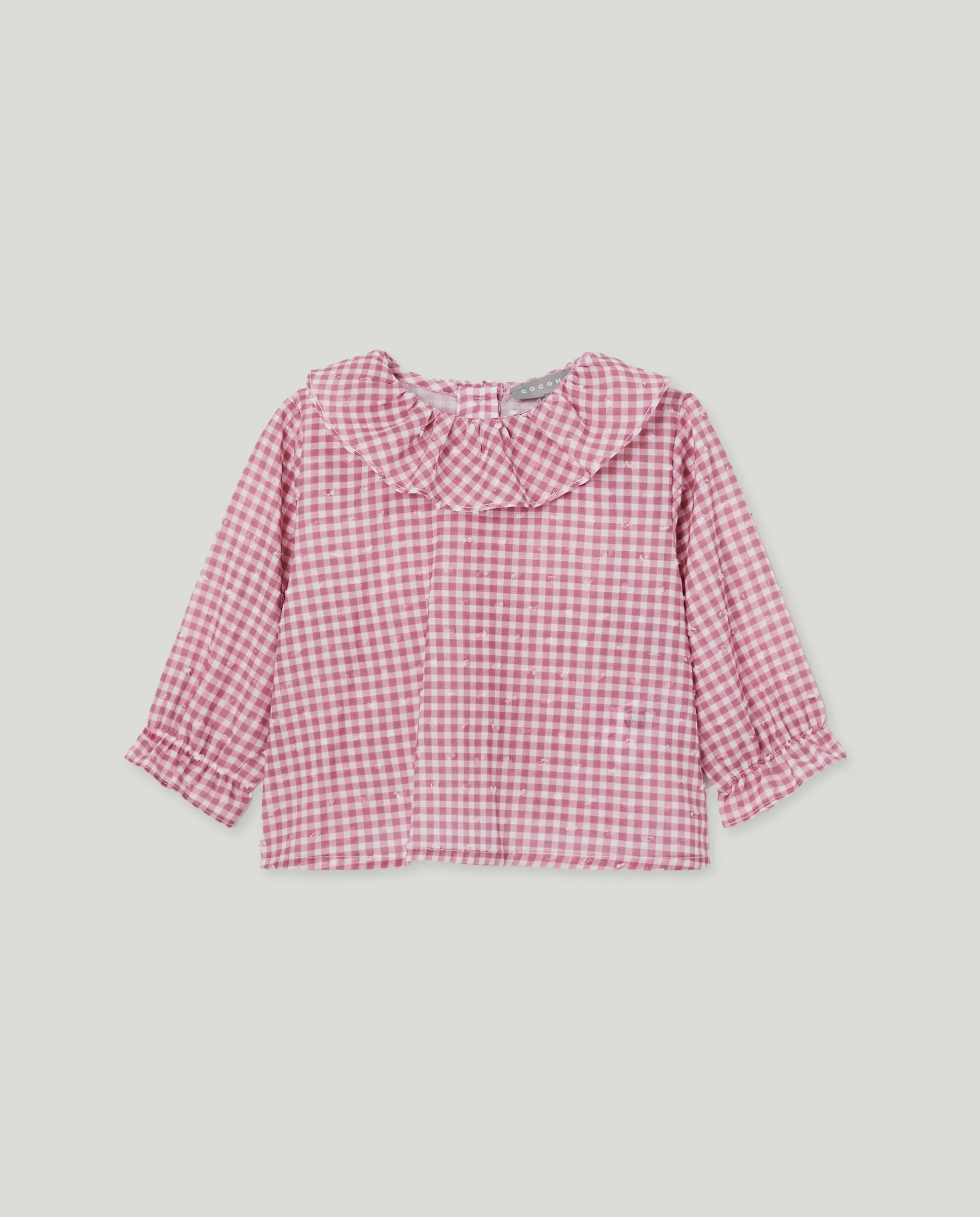 Блузка в клетку с большим воротником-стойкой и длинным рукавом для малышей Coconut El Corte Inglés, розовый 
Блузка в клетку с большим воротником-стойкой и длинным рукавом для малышей Coconut El Corte Inglés, розовый