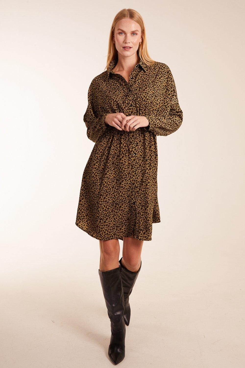 Платье-рубашка с леопардовым принтом Blue Vanilla, хаки
Платье-рубашка с леопардовым принтом Blue Vanilla, хаки