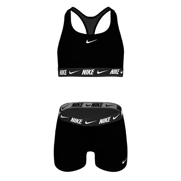 Детский 2-х предметный купальный комплект racerback бикини и шорты с логотипом Nike, Black
Детский 2-х предметный купальный комплект racerback бикини и шорты с логотипом Nike, Black