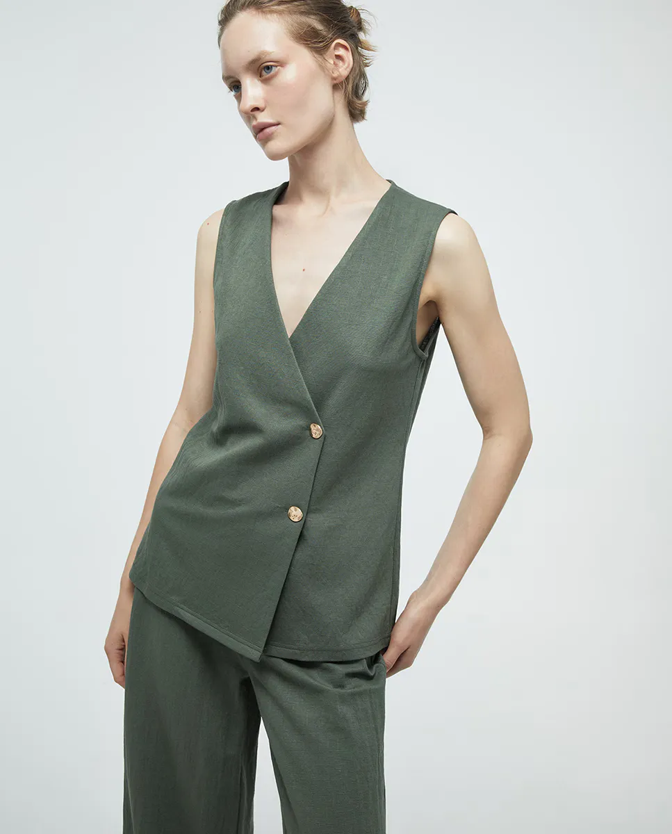 Льняной жилет Sfera, цвет Kaki 
Льняной жилет Sfera, цвет Kaki