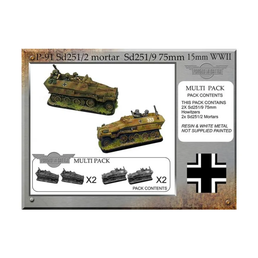 Миномет СД251/2 и СД251/9 75 мм, WWII Miniatures - German Vehicles (15mm) 
Миномет СД251/2 и СД251/9 75 мм, WWII Miniatures - German Vehicles (15mm)