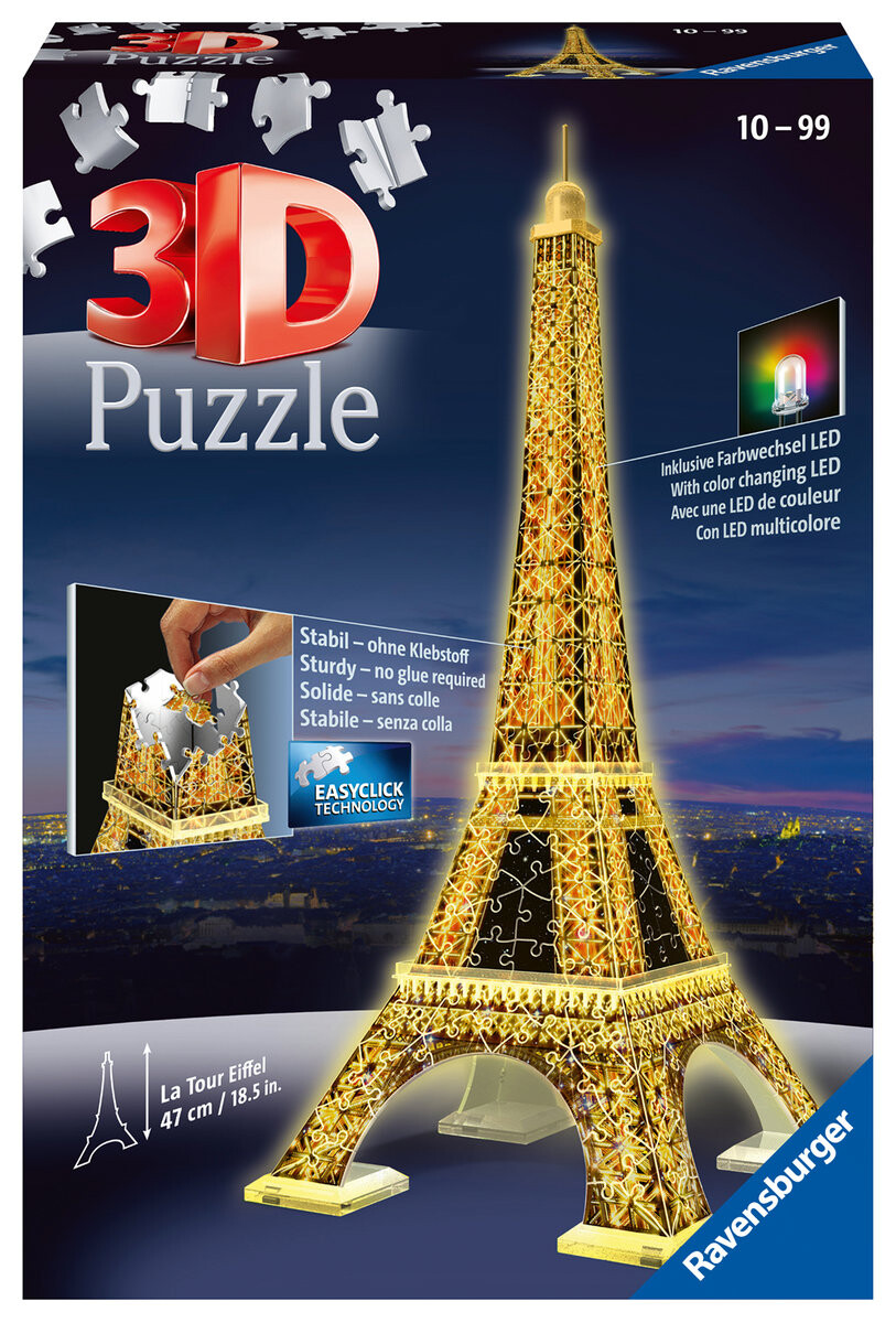 Пазл Ravensburger, 3D, Здания ночью, Эйфелева башня, 216 шт.
Пазл Ravensburger, 3D, Здания ночью, Эйфелева башня, 216 шт.