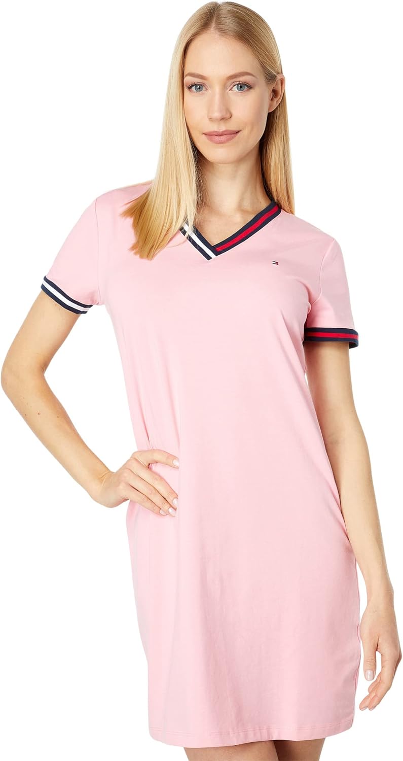 Женское платье-футболка Tommy Hilfiger - летние платья из хлопка с коротким рукавом для женщин, Tri-Color English Rose
Женское платье-футболка Tommy Hilfiger - летние платья из хлопка с коротким рукавом для женщин, Tri-Color English Rose