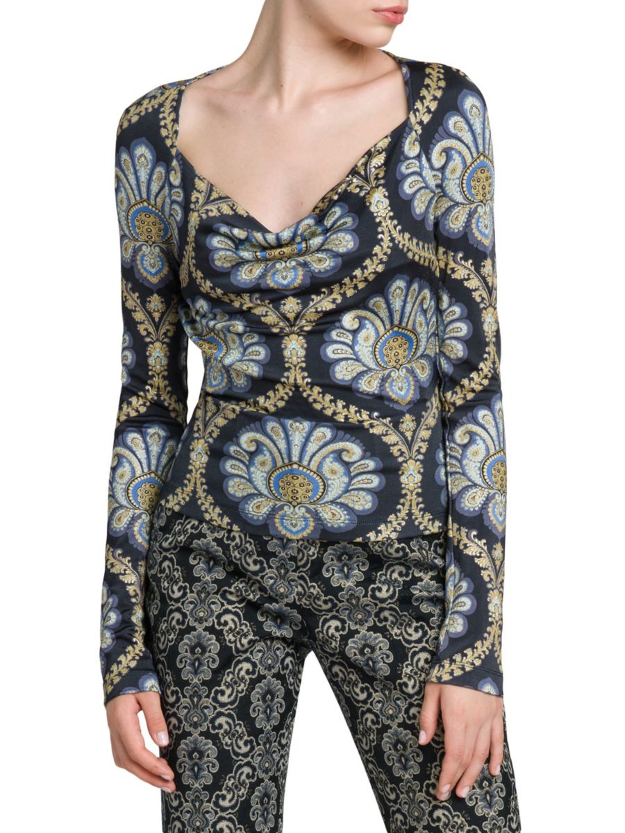 Блузка с длинными рукавами и геометрическим узором Лотос Etro, темно-синий
Блузка с длинными рукавами и геометрическим узором Лотос Etro, темно-синий