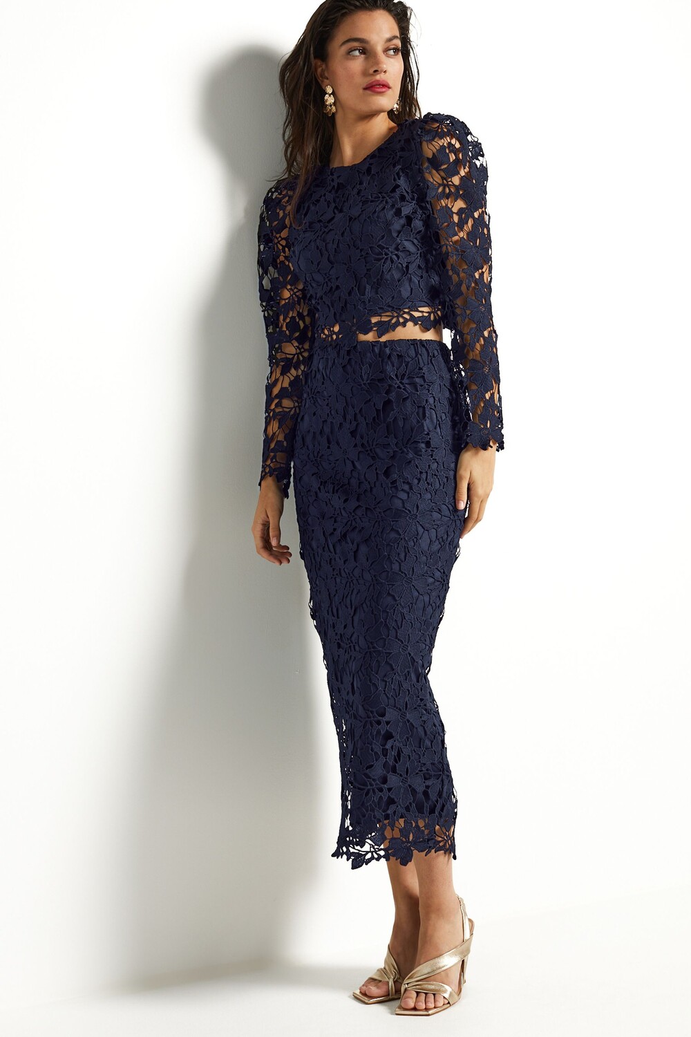 Кружевная юбка миди Next, синий
Кружевная юбка миди Next, синий