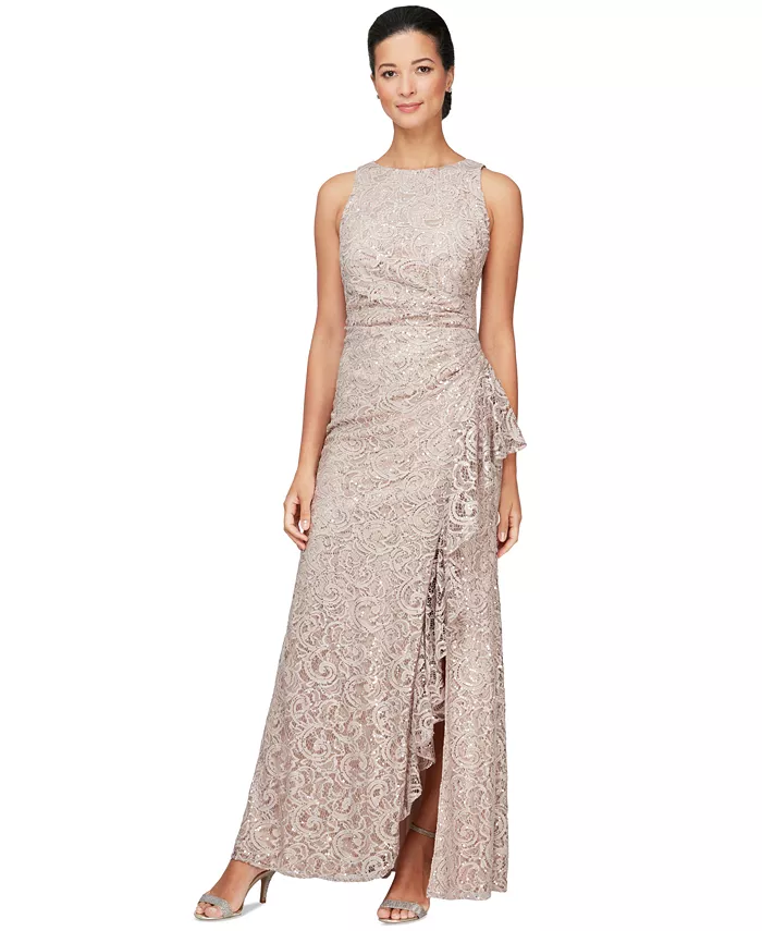 Платье с кружевом, пайетками и каскадными рюшами Alex Evenings, коричневый/бежевый
Платье с кружевом, пайетками и каскадными рюшами Alex Evenings, коричневый/бежевый