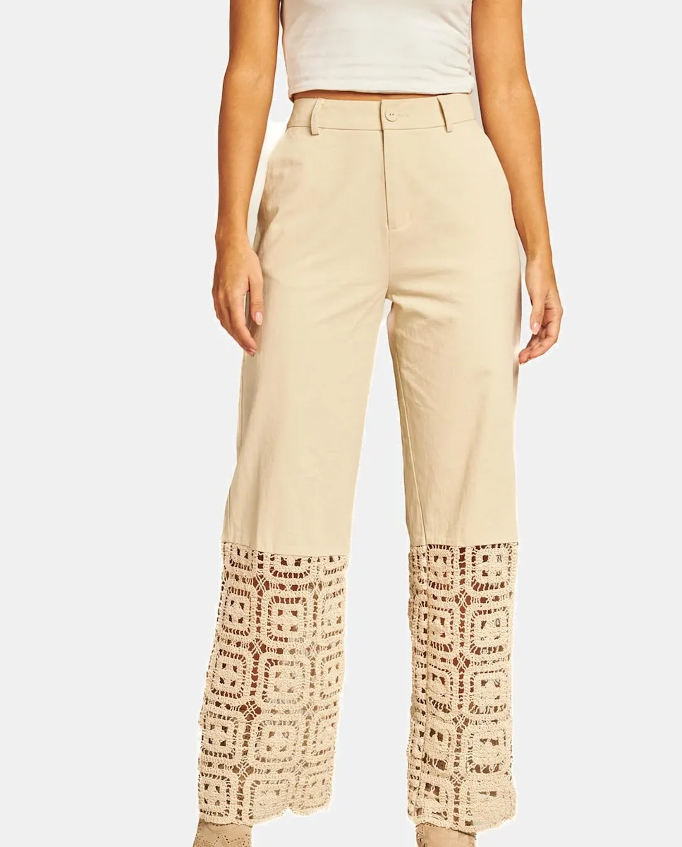 Женские прямые брюки из 100% хлопка ажурной вязки Alma en Pena, бежевый
Женские прямые брюки из 100% хлопка ажурной вязки Alma en Pena, бежевый