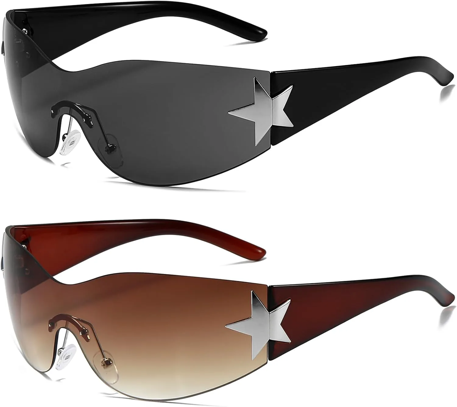 Солнцезащитные очки без оправы в стиле Y2K для женщин и мужчин, модные очки в стиле 2000-х, стильные очки без оправы Breaksun, Black/Grey + Brown/Brown Gradient
Солнцезащитные очки без оправы в стиле Y2K для женщин и мужчин, модные очки в стиле 2000-х, стильные очки без оправы Breaksun, Black/Grey + Brown/Brown Gradient