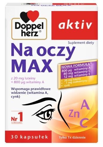 Doppelherz Aktiv Na Oczy Max подготовка глаз, 30 шт.
Doppelherz Aktiv Na Oczy Max подготовка глаз, 30 шт.