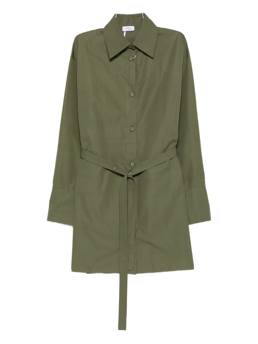 Платье-рубашка мини с поясом на талии Akris Punto, зеленый
Платье-рубашка мини с поясом на талии Akris Punto, зеленый