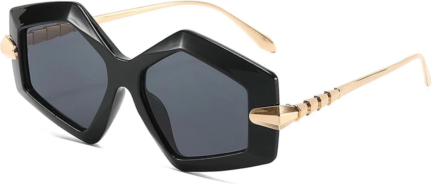 Женские модные солнцезащитные очки с нестандартными дужками из металлического сплава в форме змеи, геометрическим многоугольным рисунком, защитой от УФ-излучения UV400 TVTBBVV, Black Gray
Женские модные солнцезащитные очки с нестандартными дужками из металлического сплава в форме змеи, геометрическим многоугольным рисунком, защитой от УФ-излучения UV400 TVTBBVV, Black Gray
