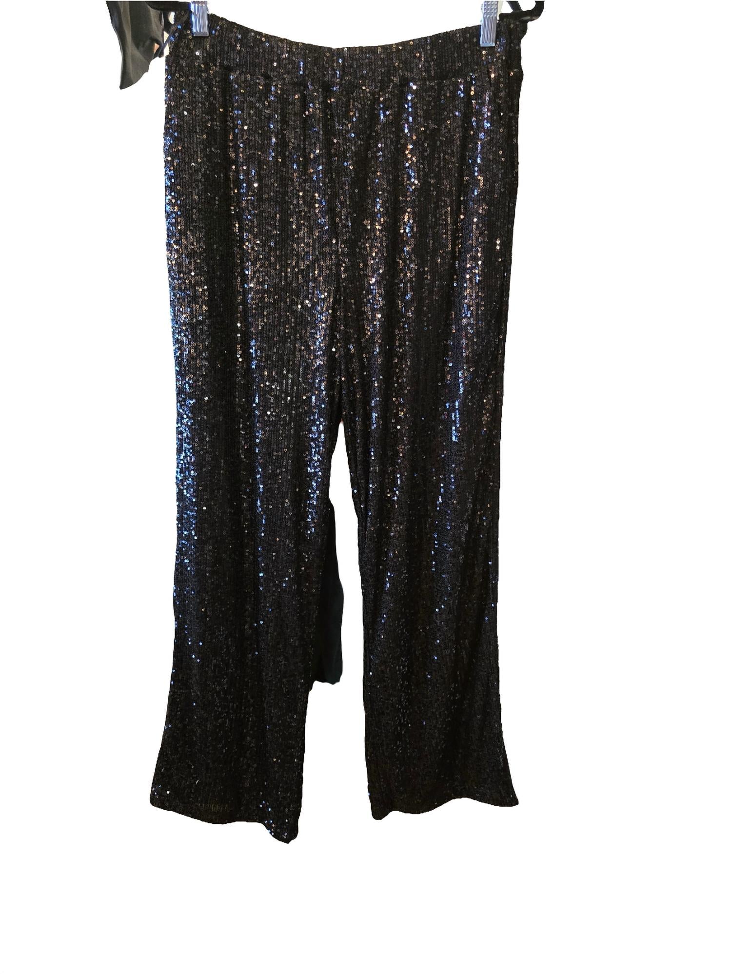 Женские брюки с пайетками Hanna + Grace черные Pine Apparel 
Женские брюки с пайетками Hanna + Grace черные Pine Apparel