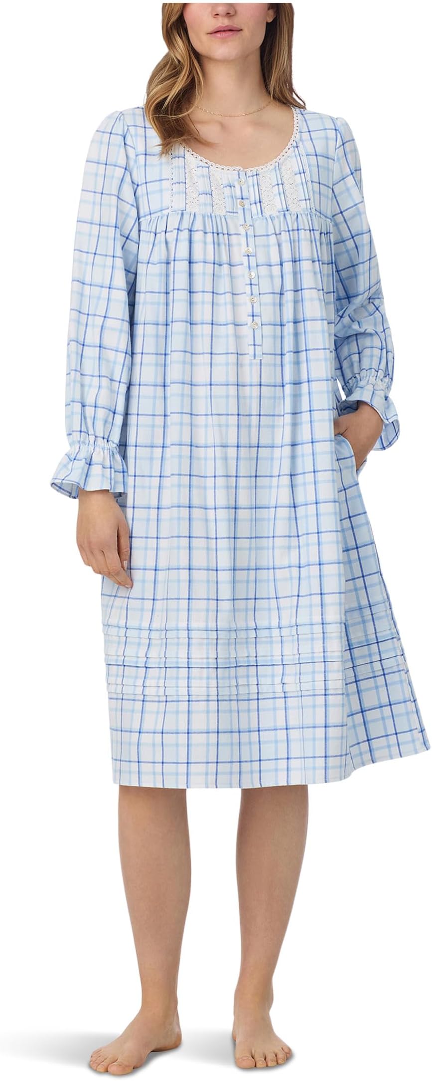 Женская хлопковая фланелевая ночная рубашка вальс с длинным рукавом Eileen West, Blue Plaid
Женская хлопковая фланелевая ночная рубашка вальс с длинным рукавом Eileen West, Blue Plaid