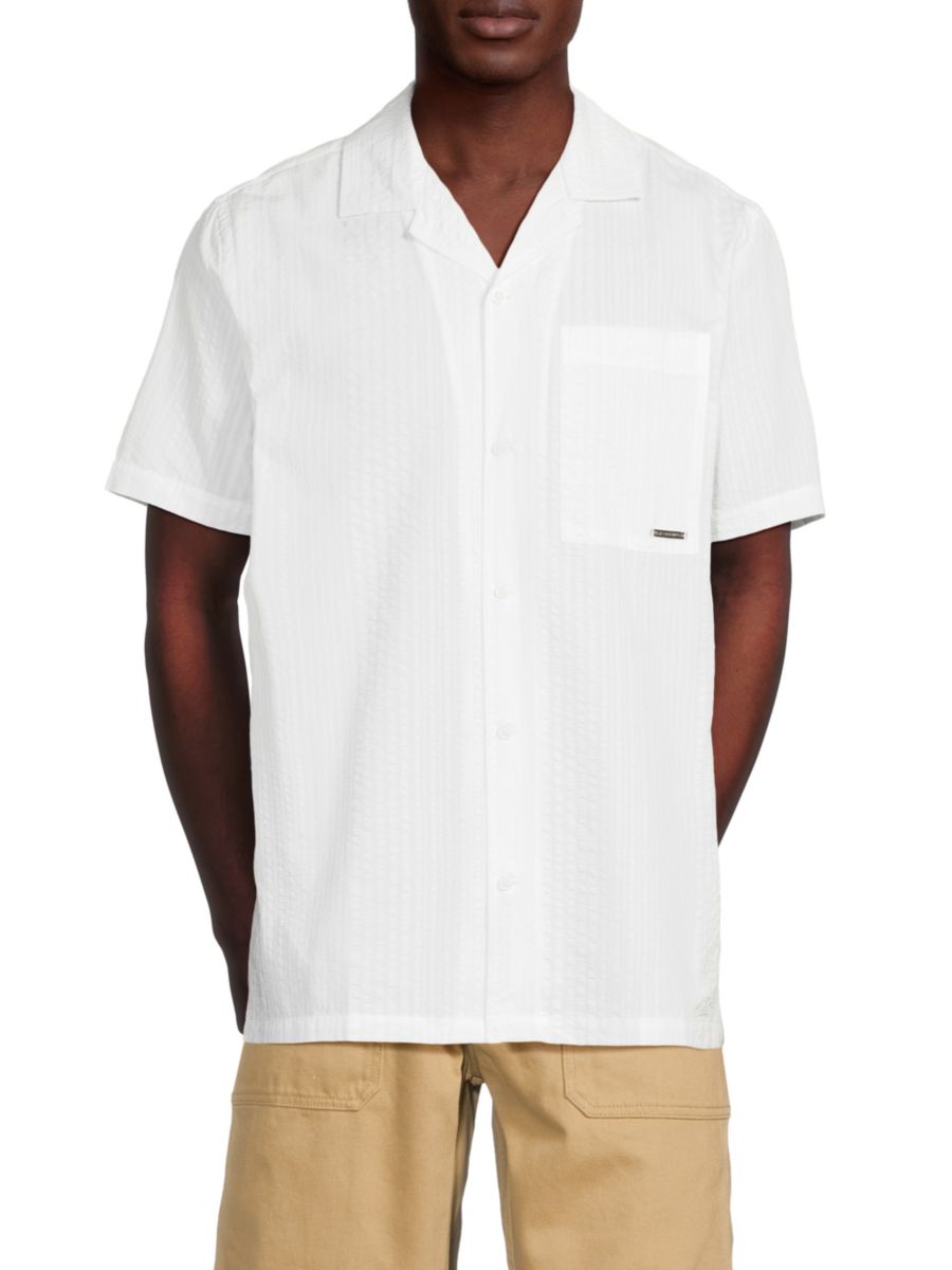 Рубашка из текстурированного хлопка для кемпинга Karl Lagerfeld Paris, белый 
Рубашка из текстурированного хлопка для кемпинга Karl Lagerfeld Paris, белый