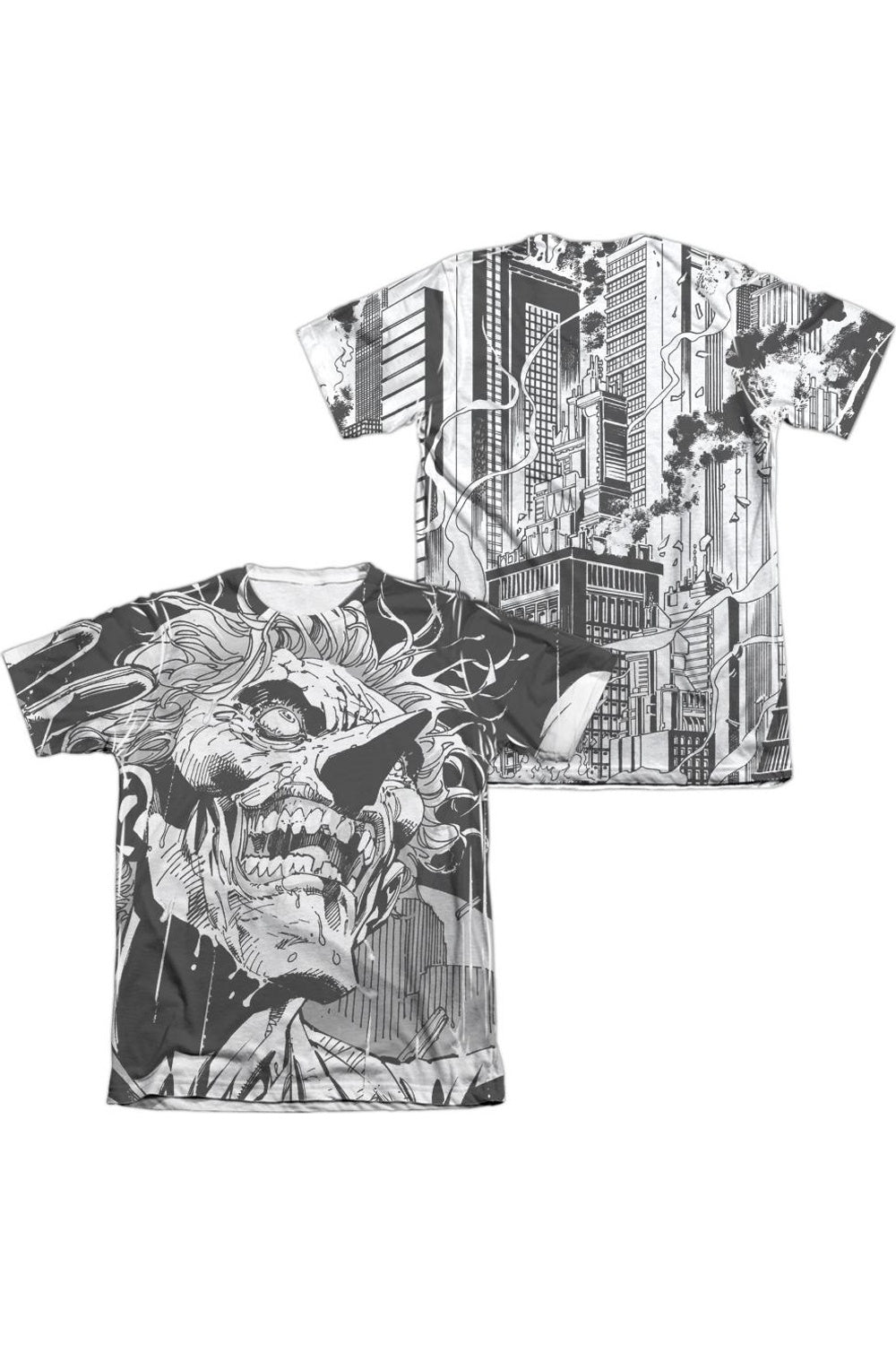 Футболка с коротким рукавом из полиэстера/хлопка для взрослых с принтом «Бэтмен Джокер» (спереди/сзади) Gildan, белый 
Футболка с коротким рукавом из полиэстера/хлопка для взрослых с принтом «Бэтмен Джокер» (спереди/сзади) Gildan, белый