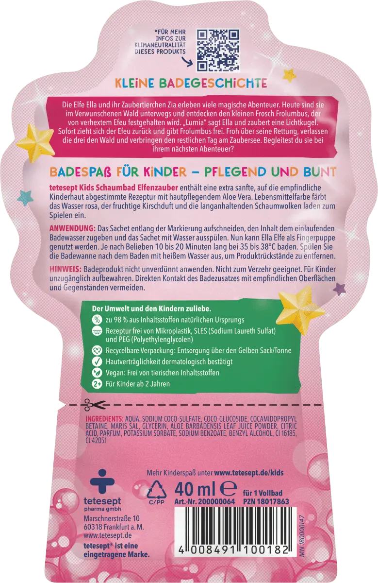 Пена для ванны Elf Magic 40 мл. tetesept
Пена для ванны Elf Magic 40 мл. tetesept