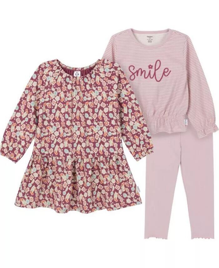 Комплект из платья, топа и леггинсов для маленьких девочек, 3 предмета Gerber, розовый 
Комплект из платья, топа и леггинсов для маленьких девочек, 3 предмета Gerber, розовый