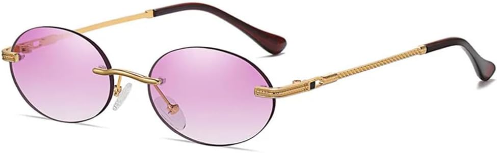 Ретро овальные солнцезащитные очки без оправы для мужчин, синие зеркальные, золотистые металлические, мужские круглые очки без оправы для женщин, защита от ультрафиолета UV400 UYPTK, Gold Purple
Ретро овальные солнцезащитные очки без оправы для мужчин, синие зеркальные, золотистые металлические, мужские круглые очки без оправы для женщин, защита от ультрафиолета UV400 UYPTK, Gold Purple