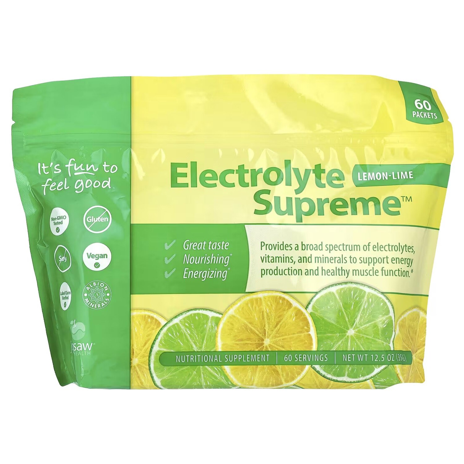 Electrolyte Supreme, лимон-лайм, 60 пакетов, 12,5 унции (354 г) Jigsaw Health
Electrolyte Supreme, лимон-лайм, 60 пакетов, 12,5 унции (354 г) Jigsaw Health
