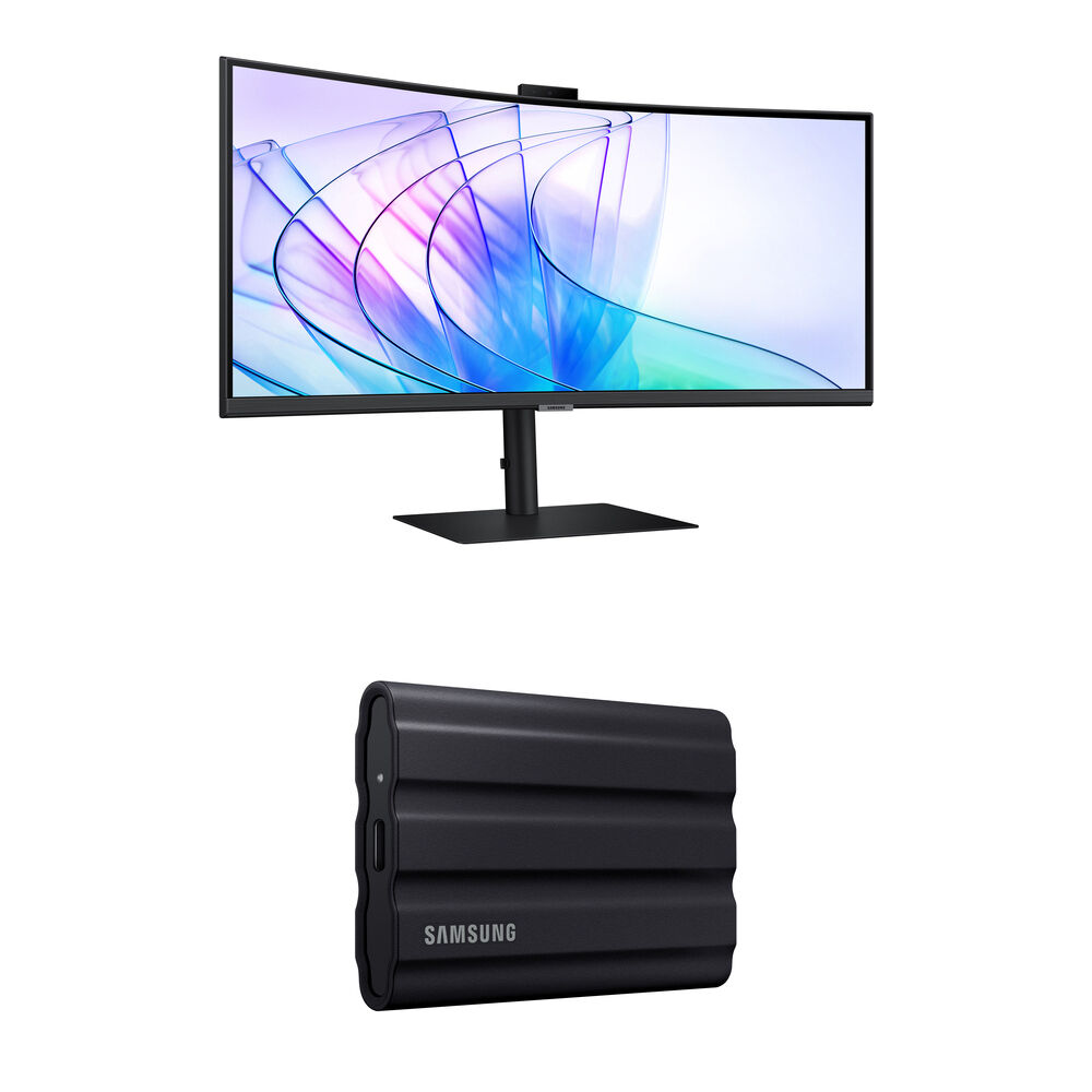 Комплект Samsung ViewFinity S65VC с 34-дюймовым изогнутым сверхшироким монитором с веб-камерой 1440p и портативным SSD-накопителем T7 Shield на 4 ТБ (черный)
Комплект Samsung ViewFinity S65VC с 34-дюймовым изогнутым сверхшироким монитором с веб-камерой 1440p и портативным SSD-накопителем T7 Shield на 4 ТБ (черный)