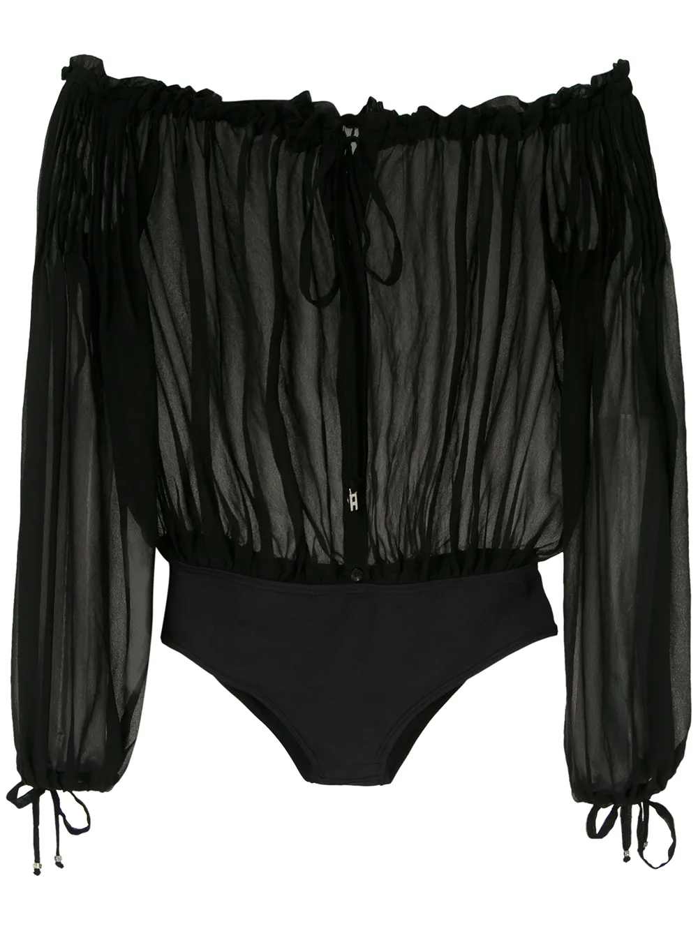 Боди с оборками и открытыми плечами Amir Slama, черный
Боди с оборками и открытыми плечами Amir Slama, черный