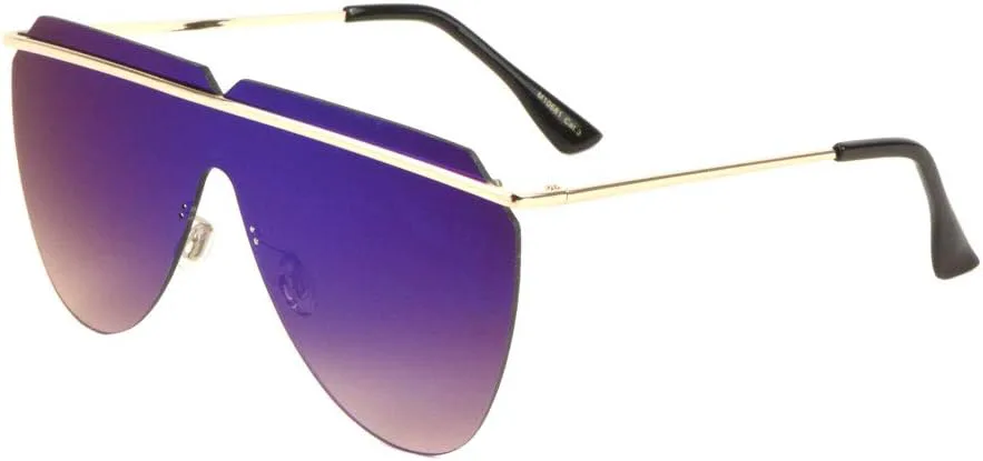 Солнцезащитные очки с плоской верхней частью, цельной оправой, круглым щитком, металлической перекладиной и треугольной огранкой линз Sunglasses Luxe, Blue
Солнцезащитные очки с плоской верхней частью, цельной оправой, круглым щитком, металлической перекладиной и треугольной огранкой линз Sunglasses Luxe, Blue