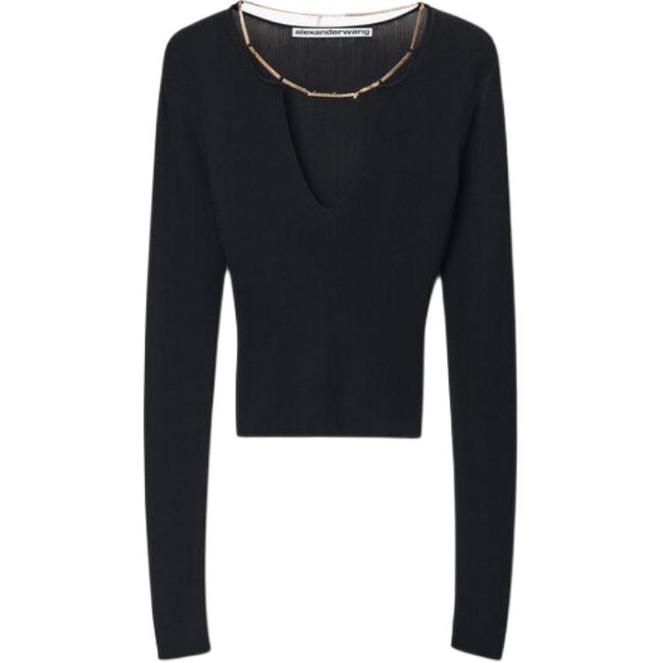 Топ вязаный с цепочкой и бляхой Logo Alexander Wang, черный
Топ вязаный с цепочкой и бляхой Logo Alexander Wang, черный
