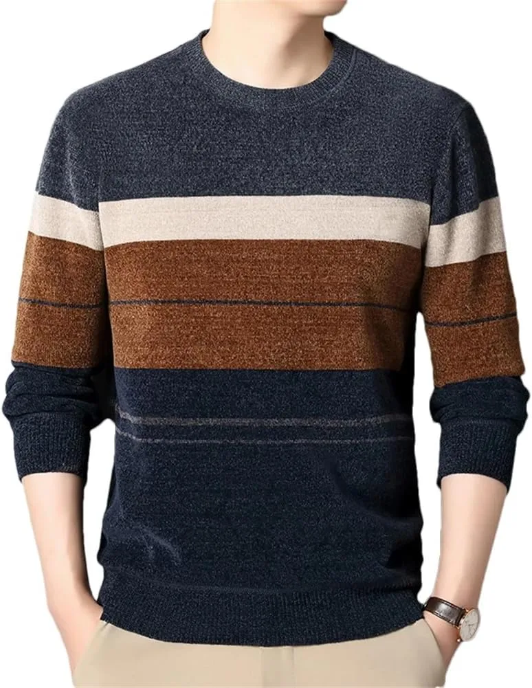 Мужской свитер с контрастными полосками, утепленный флисом OWEIEYEU
Мужской свитер с контрастными полосками, утепленный флисом OWEIEYEU