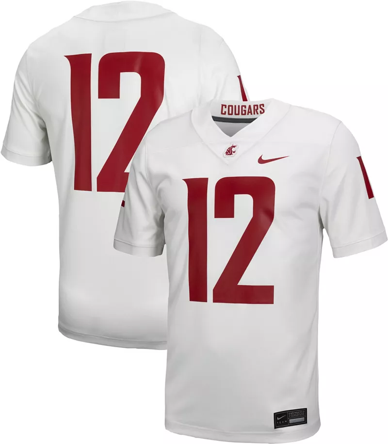 Мужская белая футболка Nike Washington State Cougars #12, реплика для домашнего футбола
Мужская белая футболка Nike Washington State Cougars #12, реплика для домашнего футбола