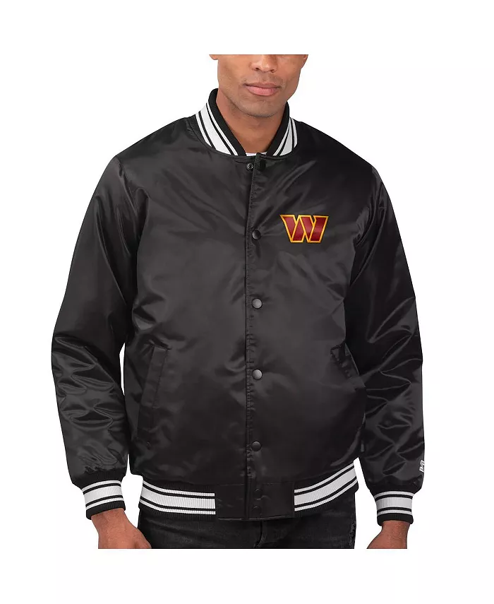 Мужская черная бейсбольная куртка Washington Commanders на полной молнии из сатина для раздевалки Starter
Мужская черная бейсбольная куртка Washington Commanders на полной молнии из сатина для раздевалки Starter