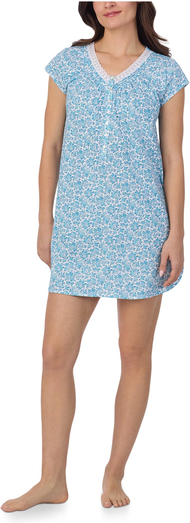 Женская короткая ночная рубашка без рукавов Eileen West, White Ground Aqua Floral
Женская короткая ночная рубашка без рукавов Eileen West, White Ground Aqua Floral