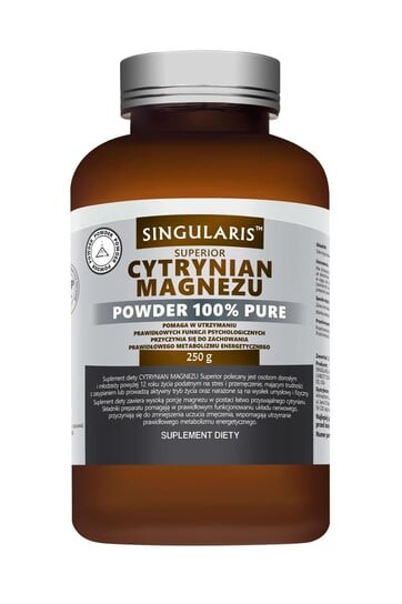 Singularis, Superior Magnesium Citrate Powder 100% Pure, Добавка , порошок 250 г
Singularis, Superior Magnesium Citrate Powder 100% Pure, Добавка , порошок 250 г