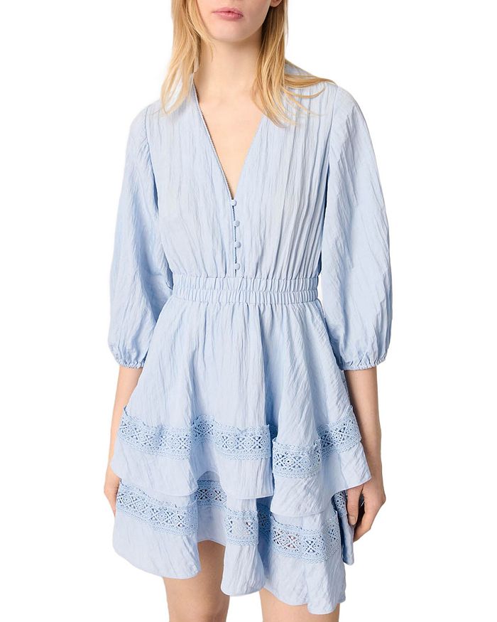 Платье с оборками и кружевными деталями Maje, синий
Платье с оборками и кружевными деталями Maje, синий