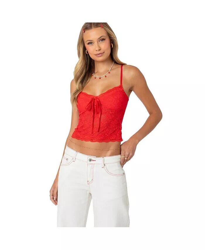 Женская прозрачная кружевная майка на бретельках Edikted, красный
Женская прозрачная кружевная майка на бретельках Edikted, красный