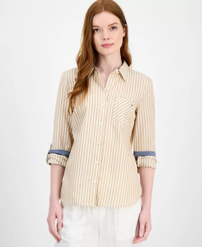 Женская рубашка в полоску с отворотами на рукавах Tommy Hilfiger, мультиколор
Женская рубашка в полоску с отворотами на рукавах Tommy Hilfiger, мультиколор