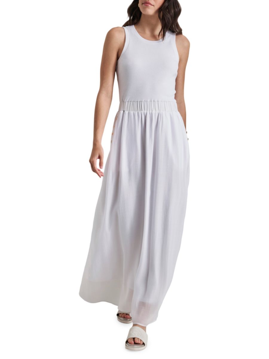 Платье макси без рукавов из трикотажа в рубчик, смешанная техника DKNY, белый
Платье макси без рукавов из трикотажа в рубчик, смешанная техника DKNY, белый