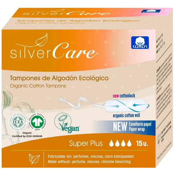 Гигиенические тампоны из хлопка суперплюс, 15 шт./1 упаковка. Silvercare Organic
Гигиенические тампоны из хлопка суперплюс, 15 шт./1 упаковка. Silvercare Organic