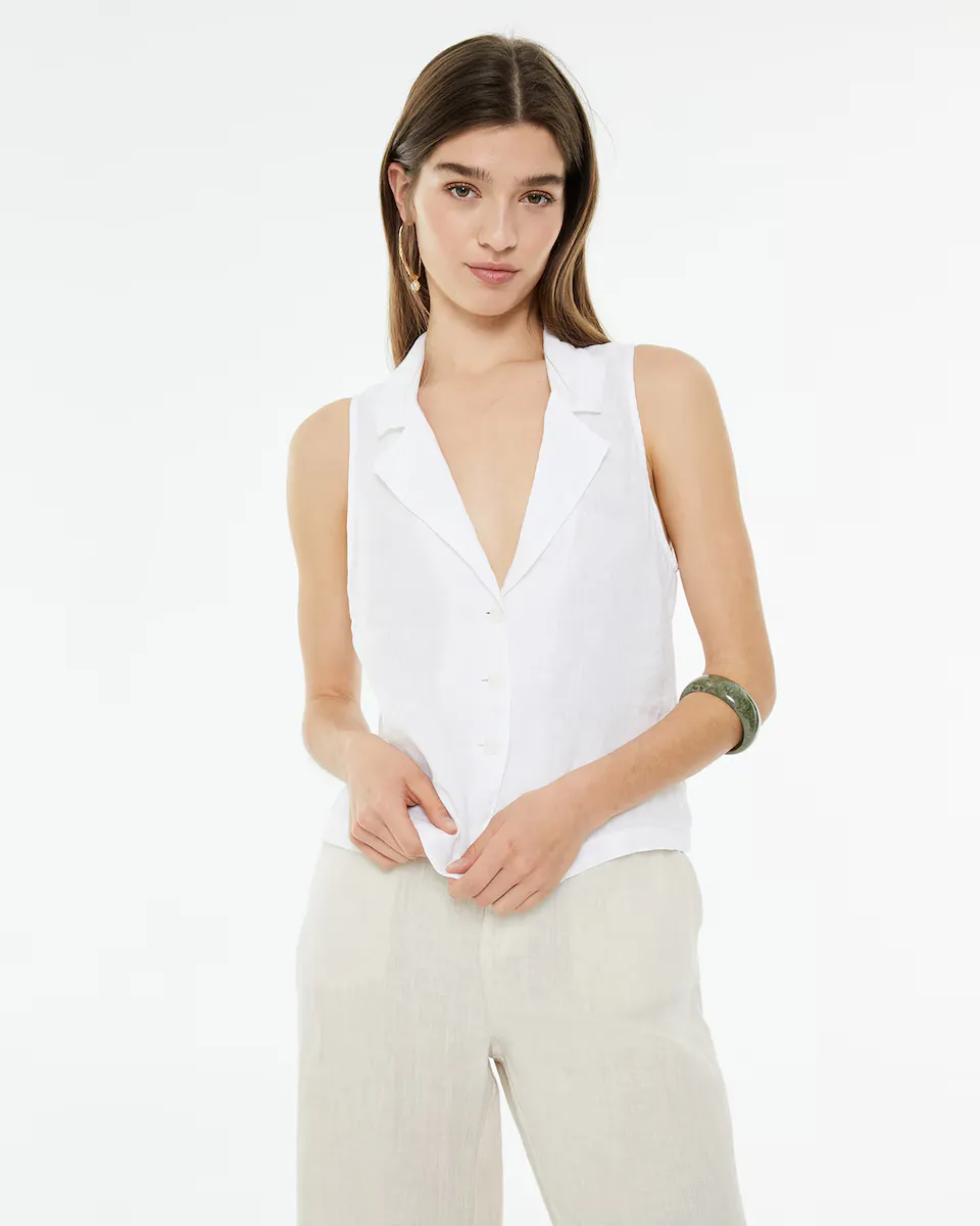 Женский льняной жилет прямого цвета с воротником с лацканами System Action, белый
Женский льняной жилет прямого цвета с воротником с лацканами System Action, белый