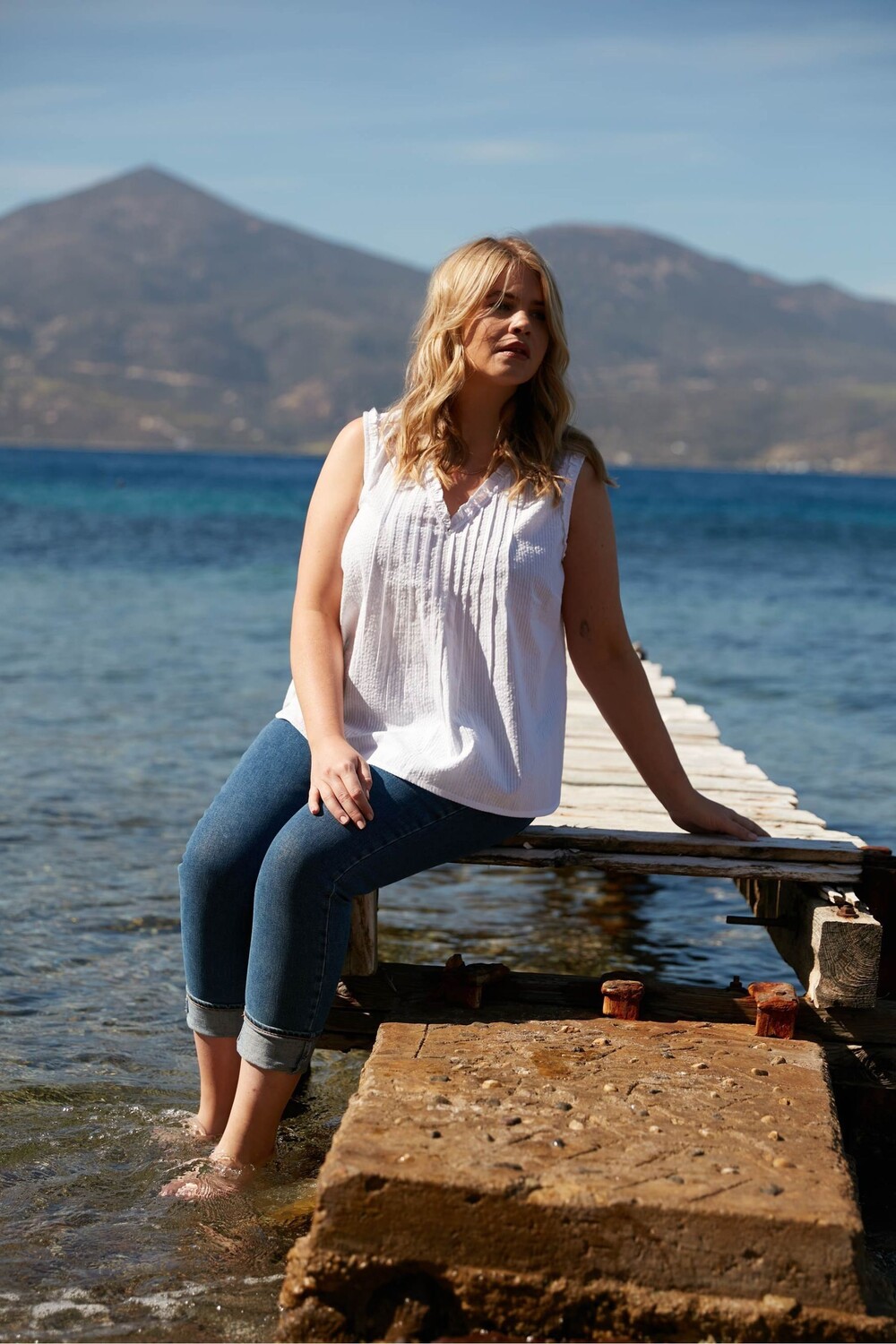 Топ из 100% хлопка Curve с текстурированной полоской Live Unlimited, белый
Топ из 100% хлопка Curve с текстурированной полоской Live Unlimited, белый