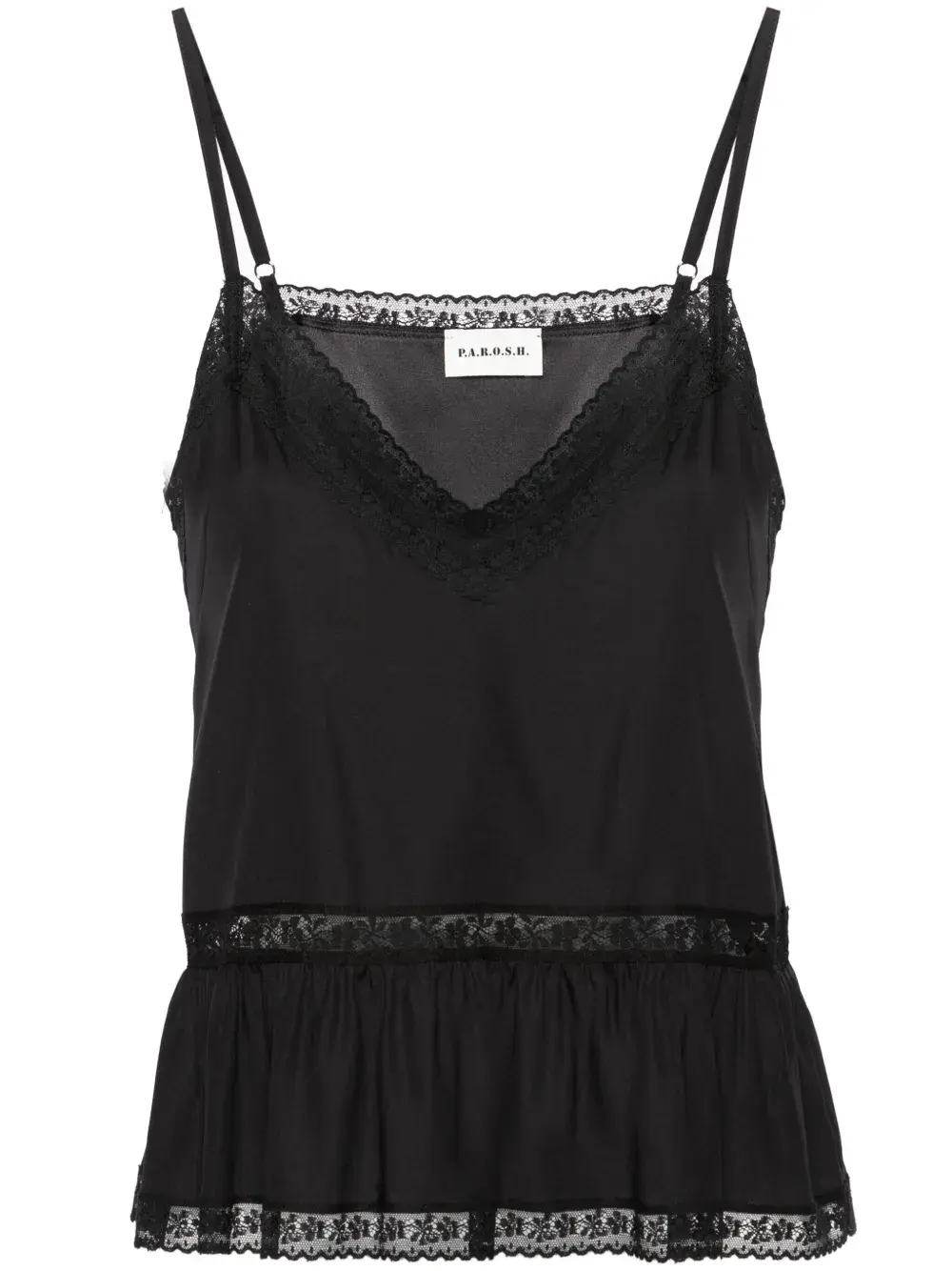 Шелковый топ с кружевом P.A.R.O.S.H., черный
Шелковый топ с кружевом P.A.R.O.S.H., черный
