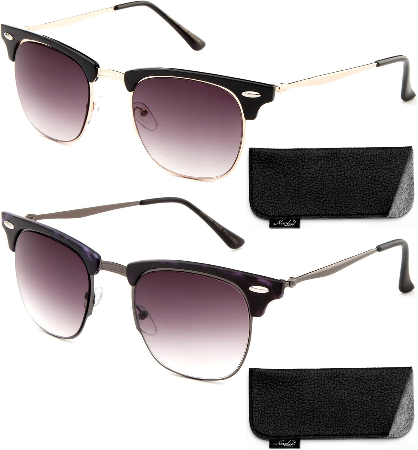 Newbee Fashion - "Luciano" Полуободковые солнцезащитные очки в винтажном стиле с градиентными линзами UV400 Newbee Fashion Sunglasses, 2 Pack-black/Gold & Purple-w/Pouch
Newbee Fashion - "Luciano" Полуободковые солнцезащитные очки в винтажном стиле с градиентными линзами UV400 Newbee Fashion Sunglasses, 2 Pack-black/Gold & Purple-w/Pouch